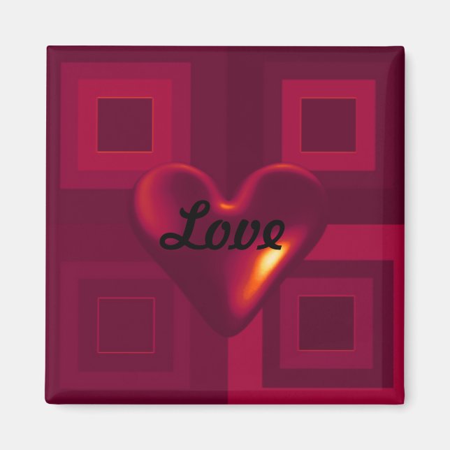 Imã Ruby Red Puffy Heart (Frente)