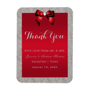 Ímã Ruby Vermelho Elegante, Casamento com Glitter Prat