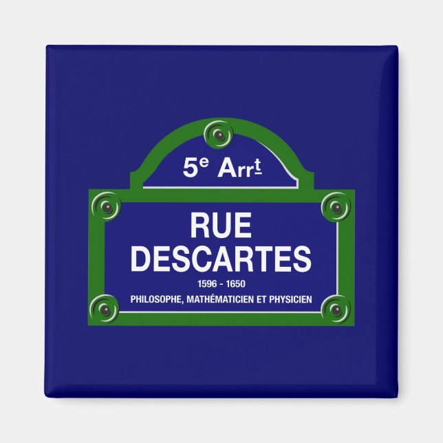 Imã Rue Descartes, Paris Street Sign (Frente)