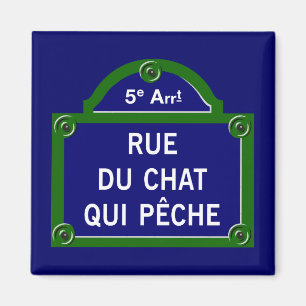 Imã Rue du Chat qui Peche, Paris Street Sign