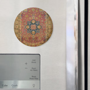 Imã Rug Pérsico asiático Dourado Caxemira Vermelho