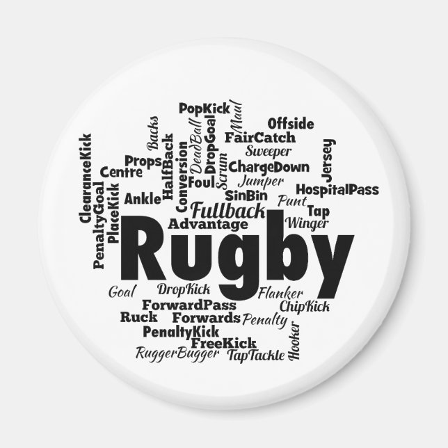 Imã Rugby Word Cloud (Frente)