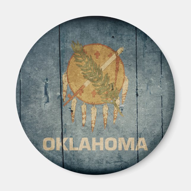 Imã Rugged Wood Oklahoma Flag (Frente)