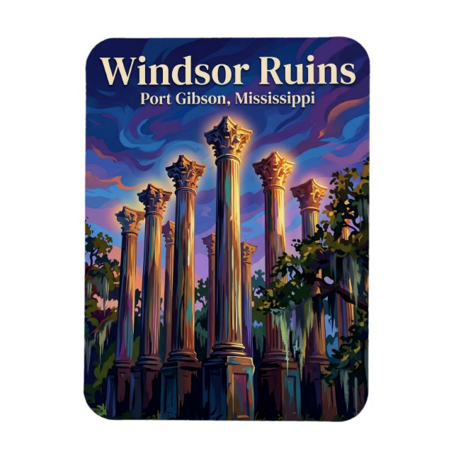 Ímã Ruínas de Windsor Mississippi (Vertical)
