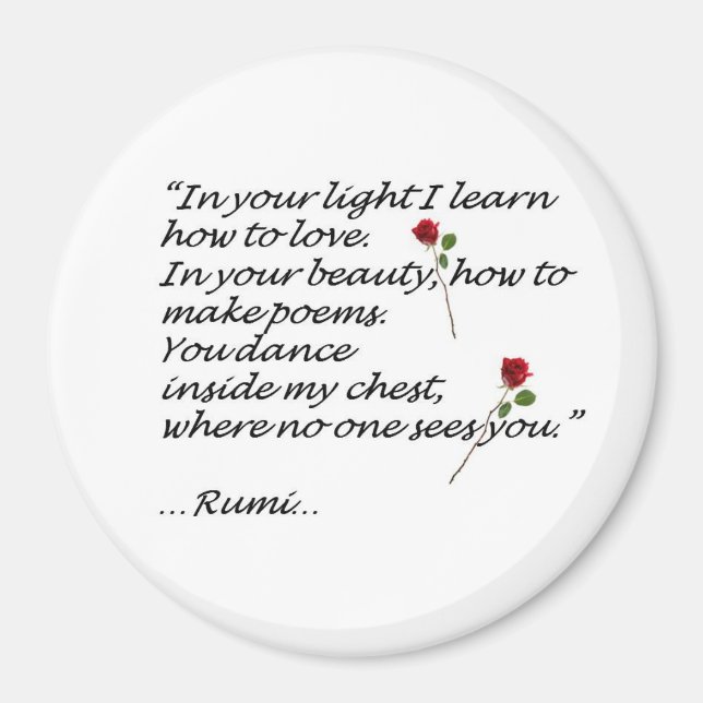 Imã Rumi Love Quote Magnet Round (Frente)