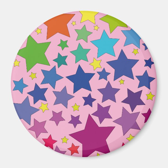 Imã runder Magnet mit bunten Sternen (Frente)