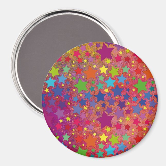 Imã runder Magnet mit bunten Sternen 2 (Front/Back)