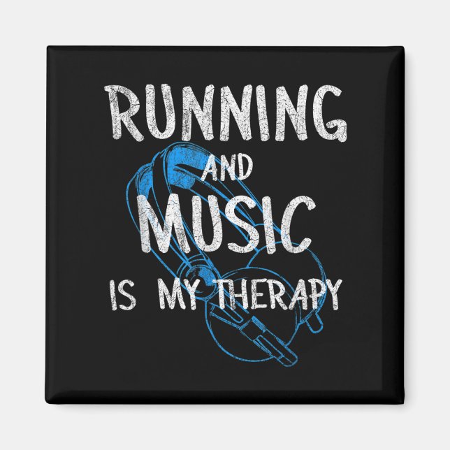 Imã Running And Music Is My Therapy Headphones Design  (Frente)
