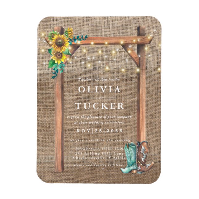 Ímã Ruptura Rústica Madeira Convite de casamento de gi (Vertical)