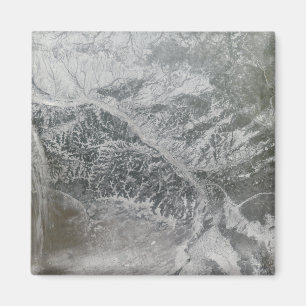 Imã Rússia central nevado e obscura que mostra o Ob R