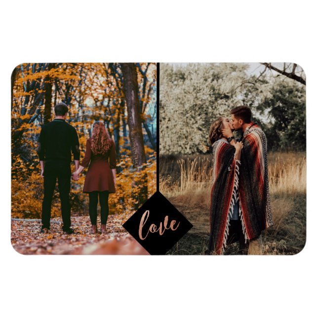 Ímã Rust Copper Love Romantic Noivado Casamento Foto (Horizontal)