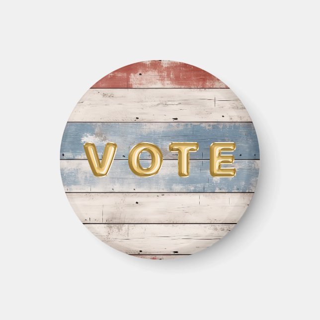 Imã Rustic Americana Wood Plank Vote (Frente)