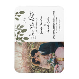 Ímã Rustic botanical monogram photo Save the Date