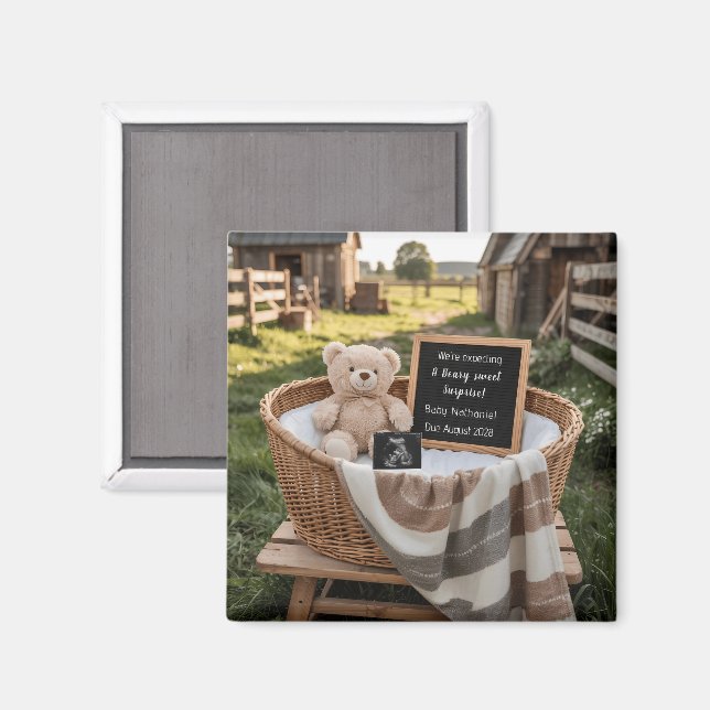 Imã Rustic country Farm House Pregnancy Announcement  (Front/Back)