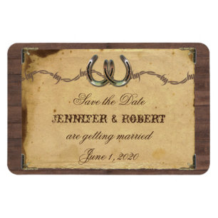 Ímã Rustic Country Horsferes Casando Salve a Data