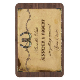 Ímã Rustic Country Horsferes Casando Salve a Data