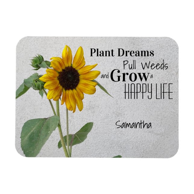 Ímã Rustic Country Sunflower / Plant Dreams Happy Life (Horizontal)