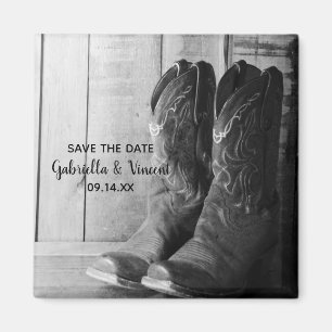 Imã Rustic Cowboy Boots Country Weding Date
