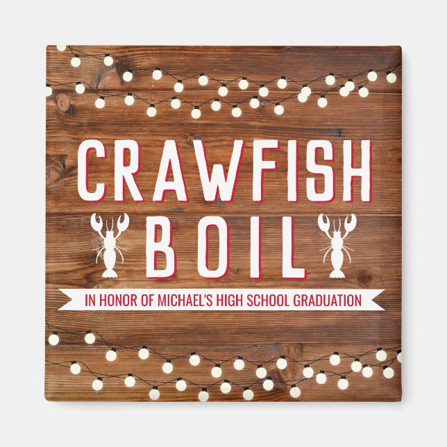 Imã Rustic Crawfish Boil Graduation Party (Frente)