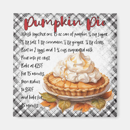 Imã Rustic Fall Gingham Pumpkin Pie Baking Magnet