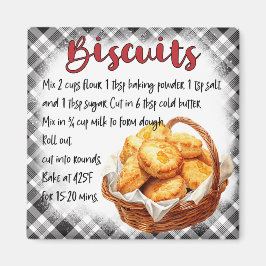 Imã Rustic Farmhouse Biscuit Recipe Gingham Decor 