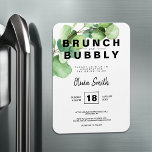 Ímã Rustic Greenery Brunch e Chá de panela de Bubble<br><div class="desc">Adicione um toque de elegância ao seu chá de panela com nossos ímãs rústicos de eucalipto. Peça agora e comece a criar o evento do seu sonho. Criados com um design moderno e elegante, esses ímãs apresentam um delicado verde eucalipto, criando uma estética inspirada na floresta que é perfeita para...</div>