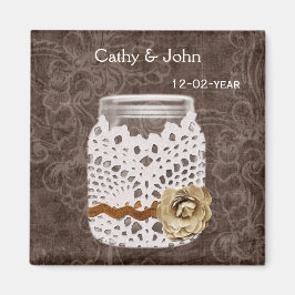 Imã Rustic Lace Invadiu Casamento Mason Jar