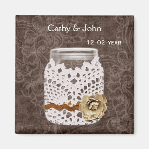 Imã Rustic Lace Invadiu Casamento Mason Jar