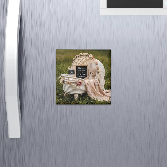 Imã Rustic Neutral pregnancy announcement keepsake  (Criador carregado)