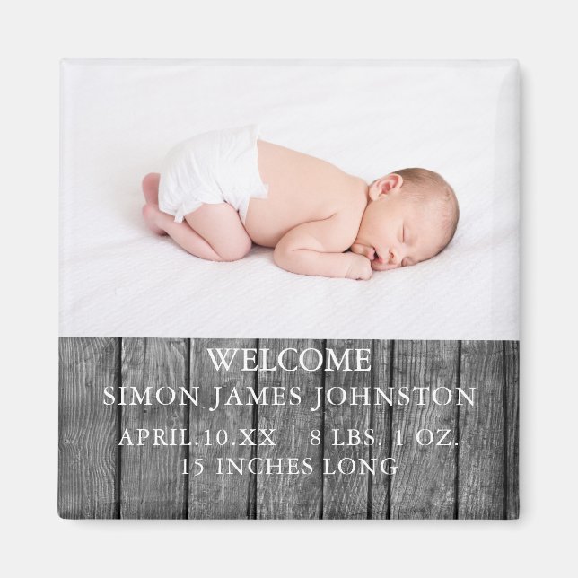 Imã Rustic Newborn Announunciing Magnet (Frente)