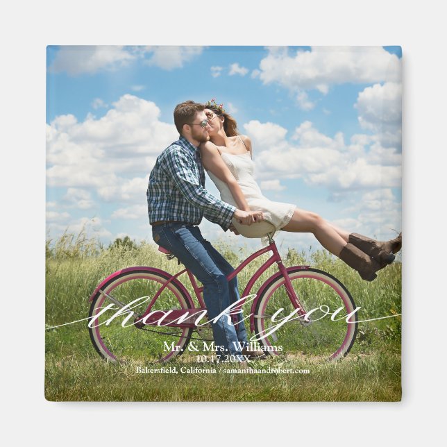 Imã Rustic Obrigado Foto Casamento (Frente)