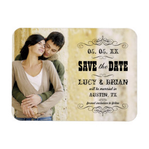 Ímã Rustic Save the Date Photo Magnet