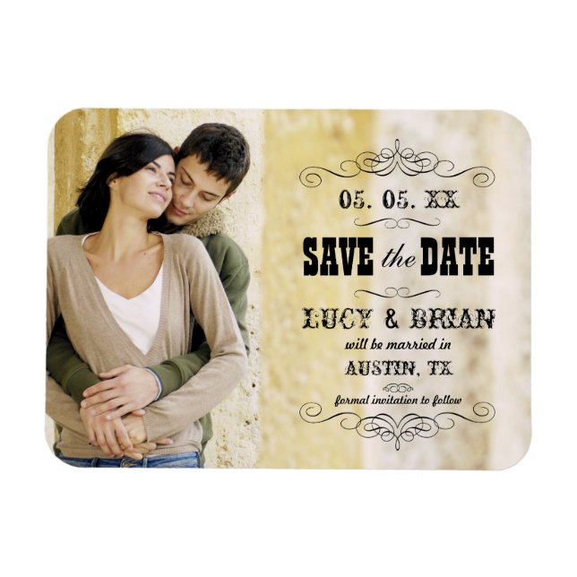 Ímã Rustic Save the Date Photo Magnet (Horizontal)