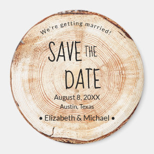 Imã Rustic Save the date Printed Wood Unique (Rústico 