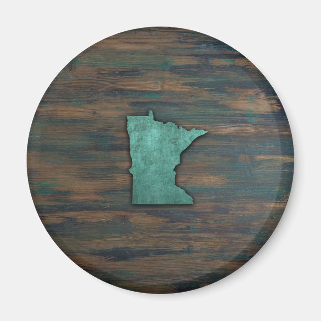 Imã Rustic Teal forma Minnesota (Frente)