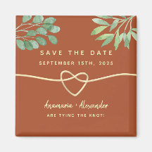 Rustic Terracotta Weding Date Invitation