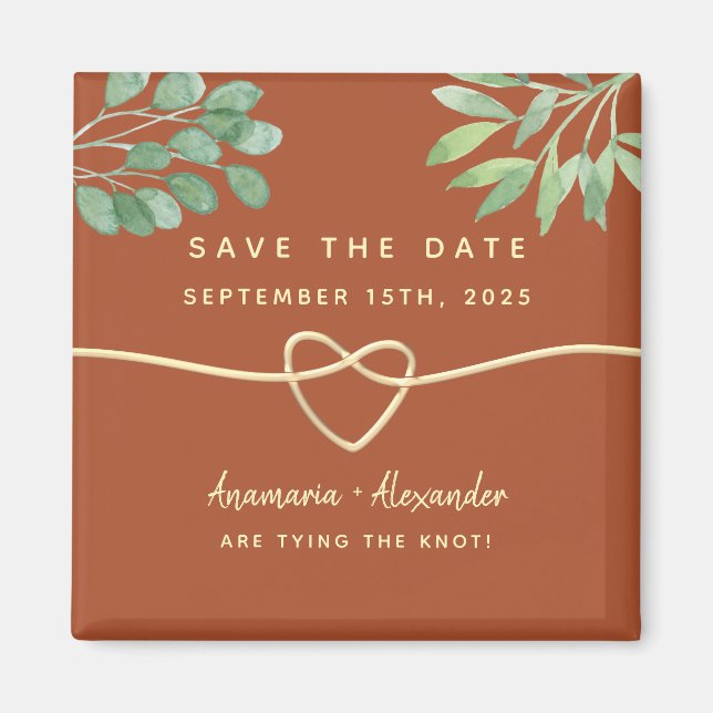 Imã Rustic Terracotta Weding Date Invitation (Frente)