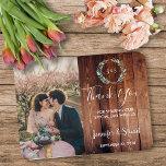 Ímã Rustic Watercolor deixa foto do casamento Obrigado<br><div class="desc">Rústica Cobra d'água em madeira de celeiro escuro,  monograma,  casamento fotográfico Obrigado imã. Cartões rústicos elegantes para dizer obrigado aos seus convidados de casamento. Adicione sua própria foto,  nomes e texto para torná-la muito exclusiva e pessoal.</div>