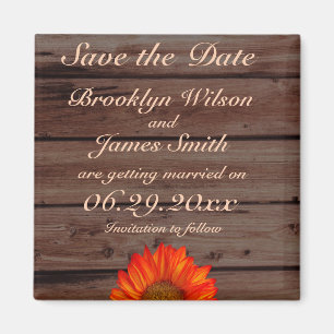 Imã Rustic Wedes Save The Date Magnet Sunflower