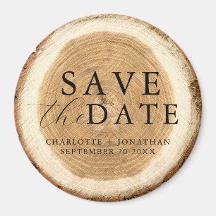 Imã Rustic Wood Wedding Save the Date Magnet