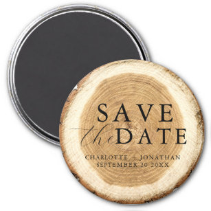 Imã Rustic Wood Wedding Save the Date Magnet