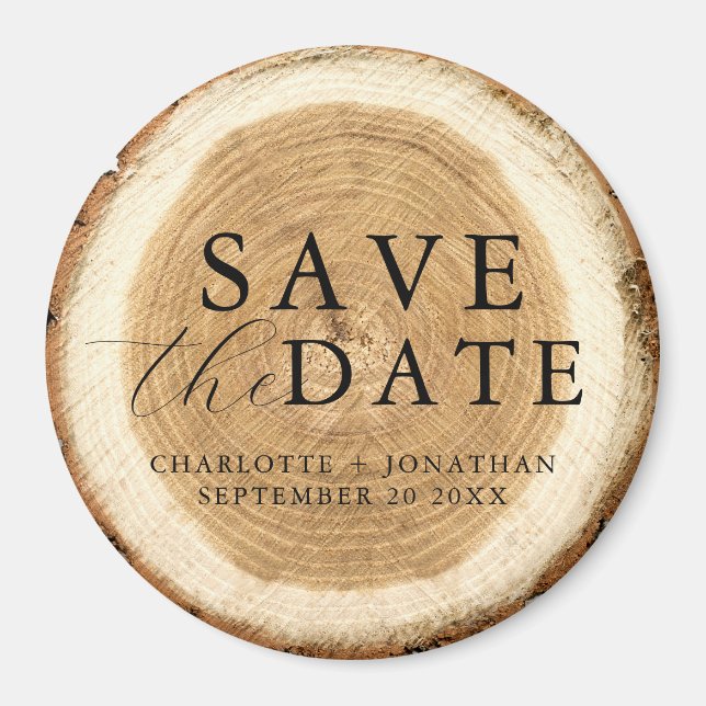 Imã Rustic Wood Wedding Save the Date Magnet (Frente)