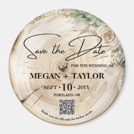 Imã Rústica Madeira Salva Data Sem Foto Código QR