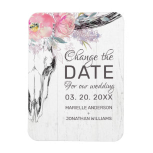 Ímã Rústica Vaca Crânio Boho Blush Floral Alterar a