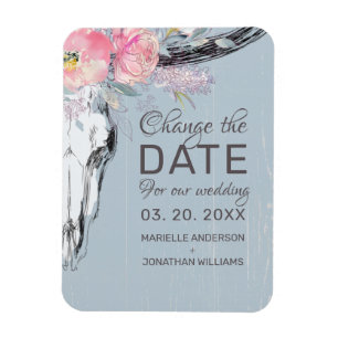 Ímã Rústica Vaca Crânio Boho Blush Floral Alterar a 