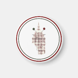 Imã Rústico Vermelho Catedral Sketch Urbano