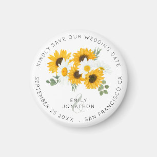 Imã Rústicos Girassóis Guardam Floral A Data