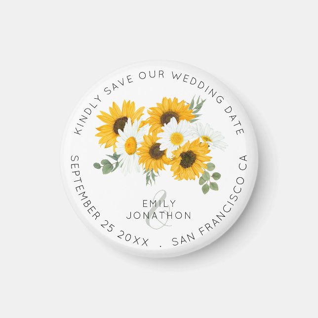 Imã Rústicos Girassóis Guardam Floral A Data (Frente)