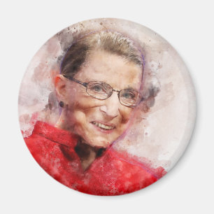 Imã Ruth Bader Ginsburg Smiling Watercolor Retrato R