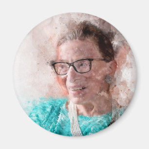 Imã Ruth Bader Ginsburg Smiling Watercolor Retrato T